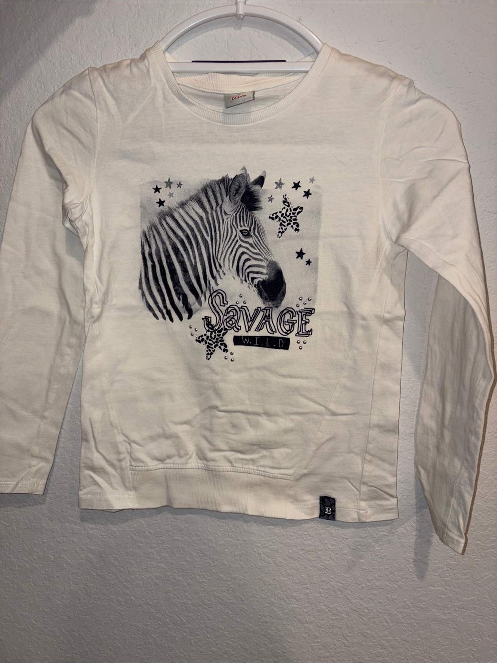 Savage Wild Zebra Graphic Long-Sleeve Tee - cream
